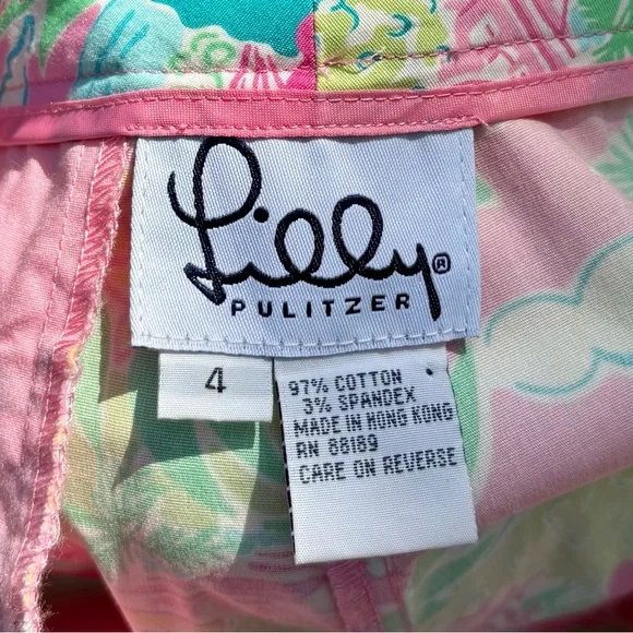 Vintage Lilly Pulitzer Harborview Pants Size 4 Capris Hawaiian Birds Floral - Picture 15 of 16